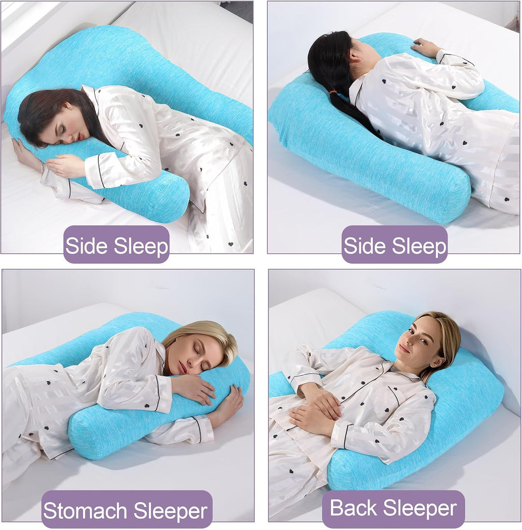 Hombys Cooling U Shaped Pillow for Neck, Contour Shoulder Pillow for Side Sleepers, Ergonomic Body Pillows for Adults, Hug Pillow with Wash…