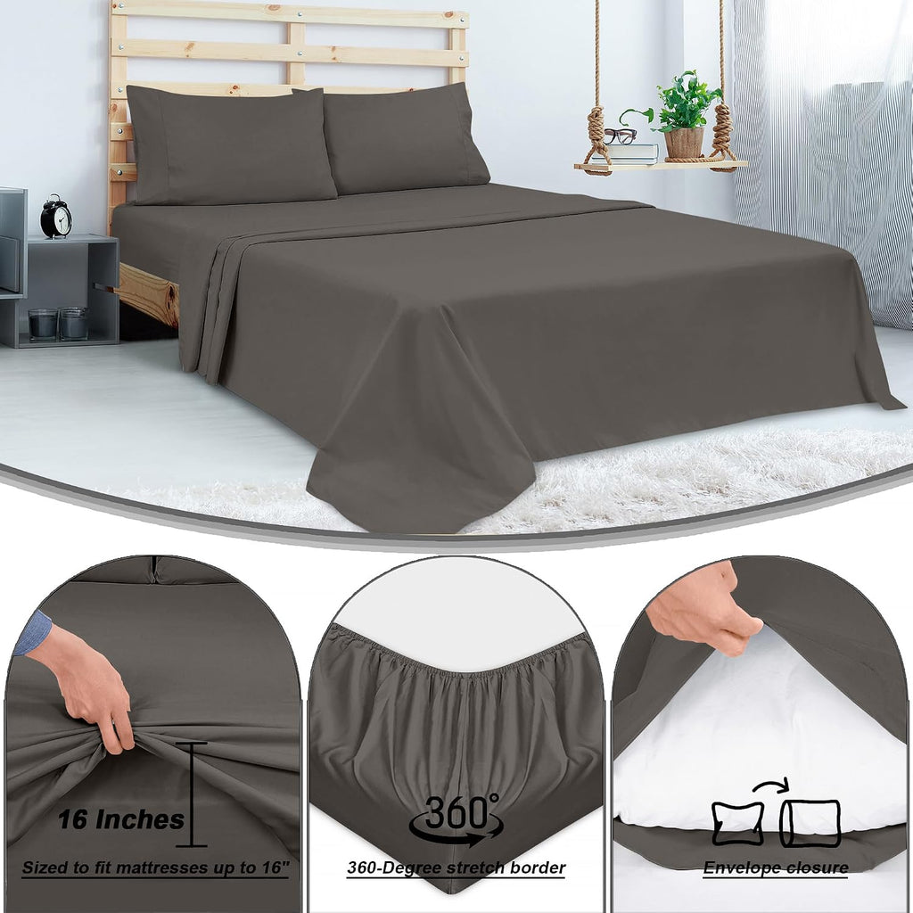 Royalelinens ROYALE LINENS 300 Thread Count 100% Long Staple Combed Cotton Sheet Set - 4 Piece King Bed Sheets - 1 Fitted, 1 Flat & 2 Pillo…