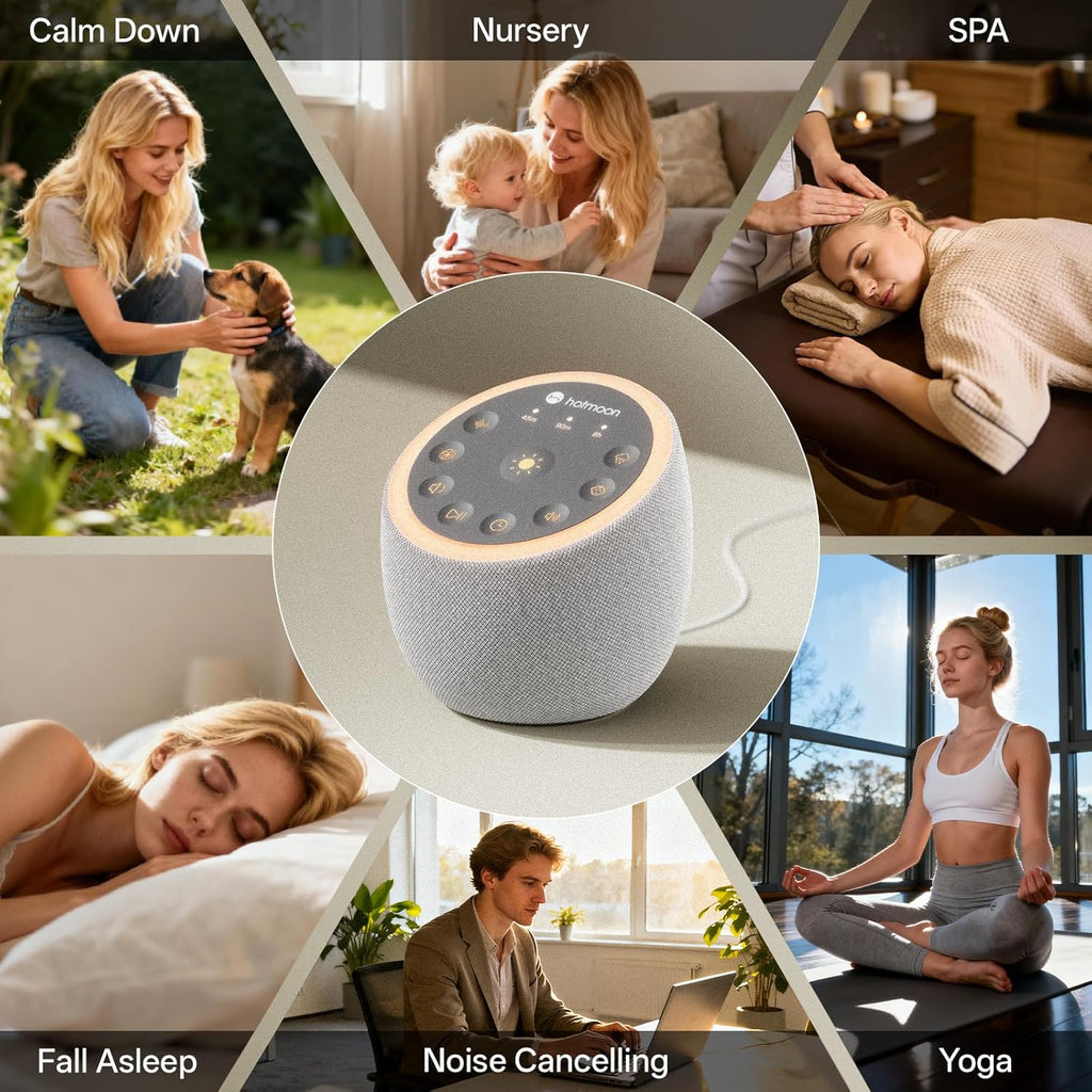 Hotmoon Sound Machine for Sleep, Cocoon 2 White Noise Sound Machine with 40 Relaxing Sounds, Dual-Speaker & Timer, 8 Night Light, Pink…