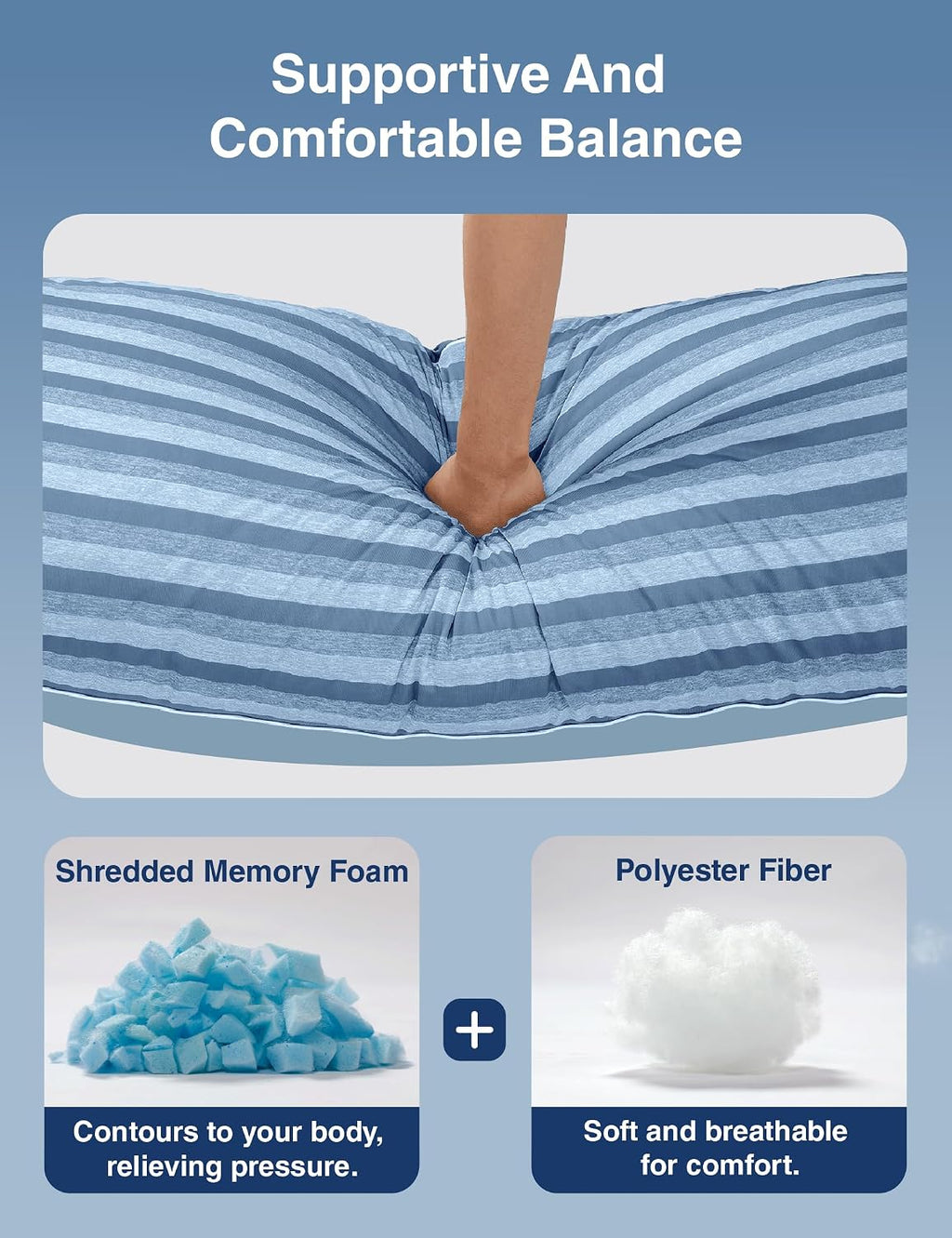 ZonLi Cooling Body Pillow for Adults, Breathable Cooling Fabric with Firm Memory Foam Support, Long Body Pillow for Side Sleepers, Gift…