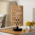 Fenmzee Small Table Lamp for Bedroom - Inline Control, Bedside Lamp with 3000K A15 LED Blub, Easy Assembly(Rattan Rope Shade-Black…