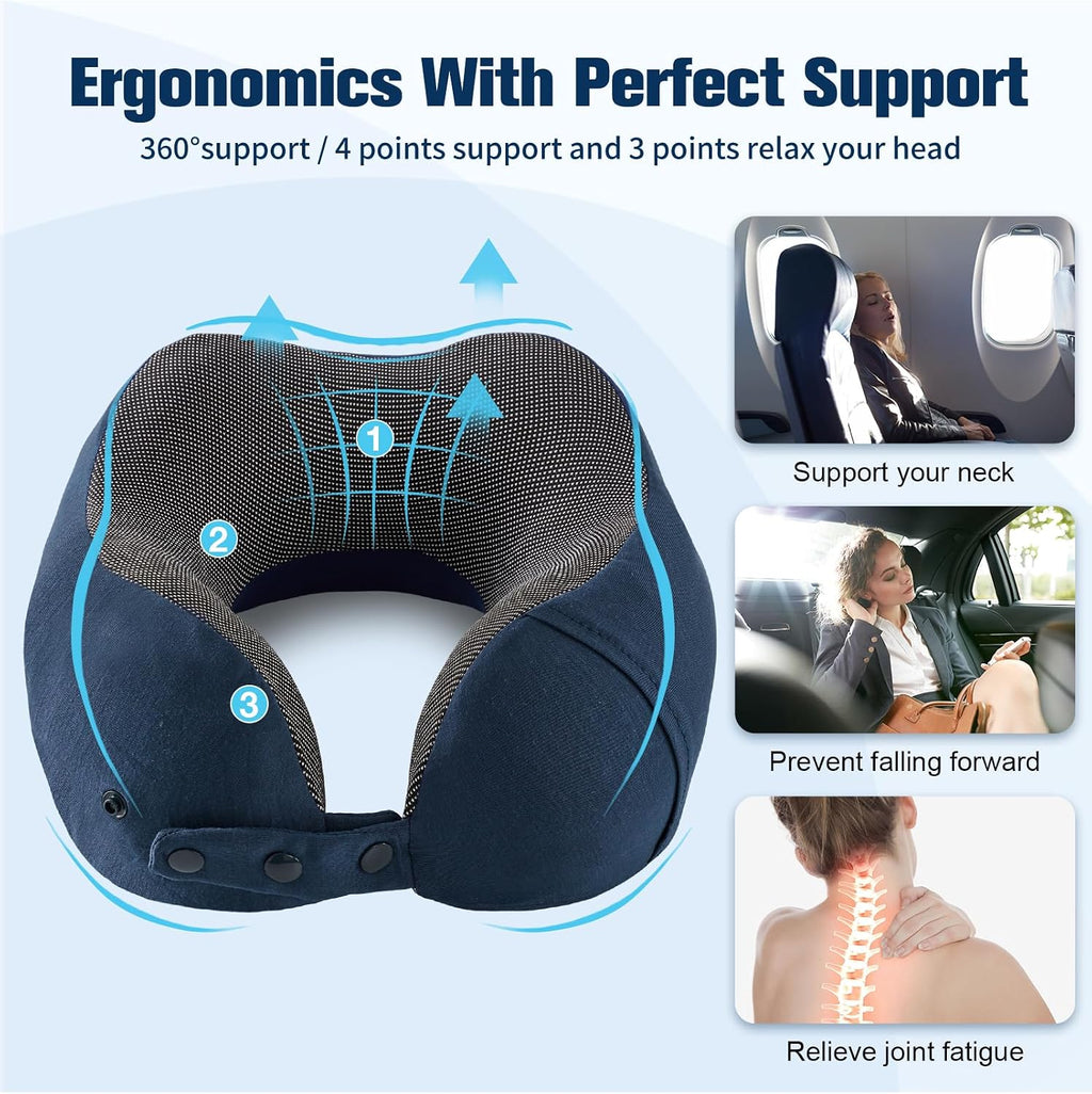 Cirorld Neck Pillow for Traveling, Travel Pillows for Airplanes,100% Pure Memory Foam Travel Neck Pillow, Adjustable Flight Pillow, Portabl…