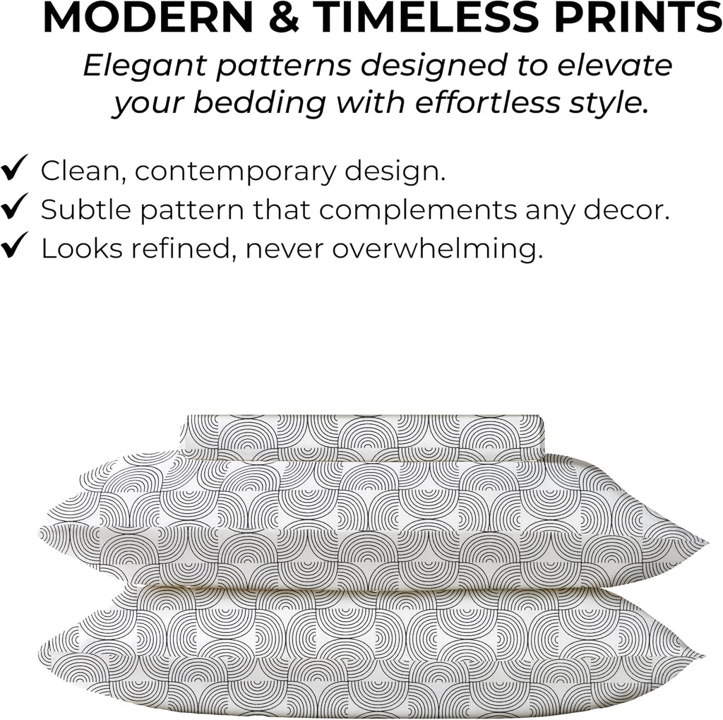 California King Fitted Sheet with 18" Deep Pockets, No Flat - Percale Weave Natural - Breathable 100% Cotton Printed Bedding, 1 Fitted…