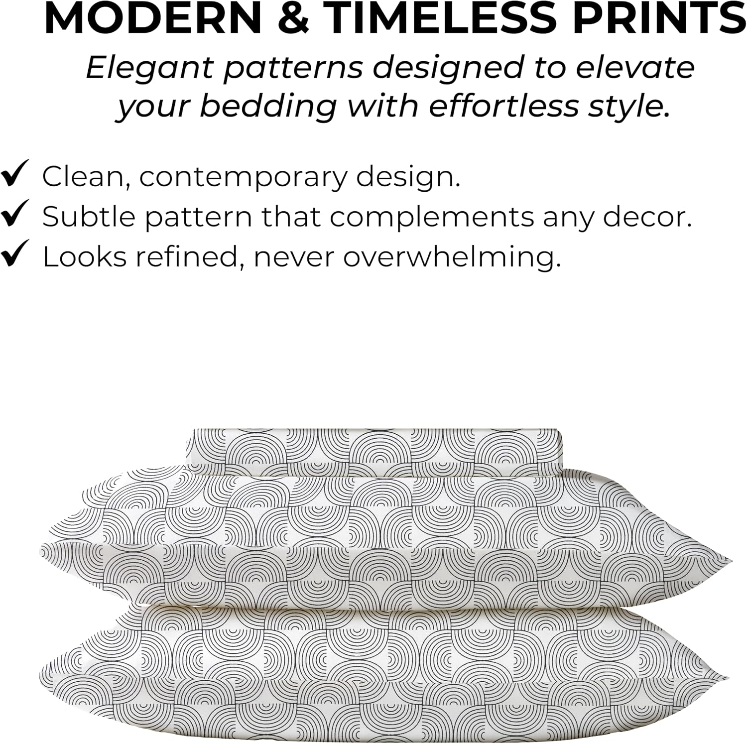 California King Fitted Sheet with 18" Deep Pockets, No Flat - Percale Weave Natural - Breathable 100% Cotton Printed Bedding, 1 Fitted…