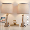 Touch Lamp for Living Room Bedroom, 21" Table Lamps Set of 2 with USB C+A Ports and Grey Lamp Shades, Touch Bedside Lamps for Nightstand…