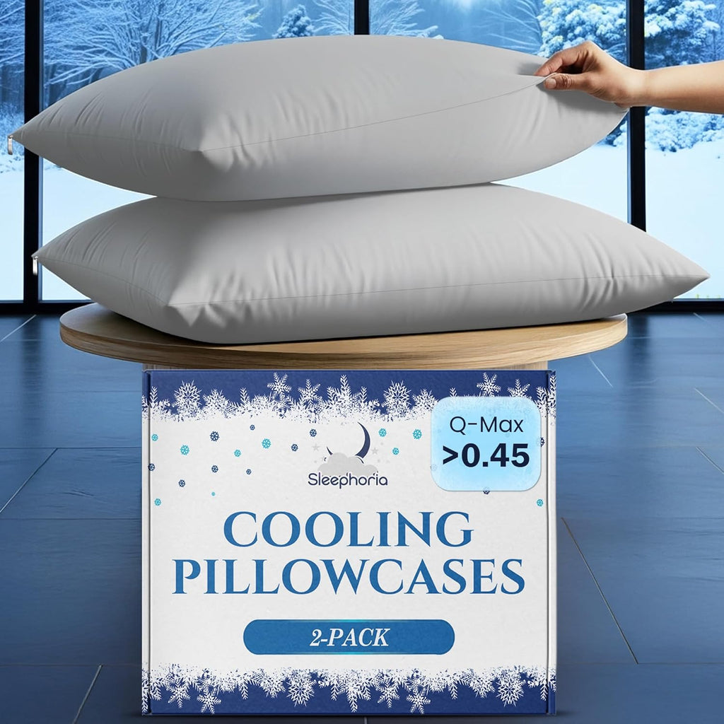 SLEEPHORIA Cooling Pillow Cases - BreezeWeave Queen Size Set of 2 Pillowcases for Hot Sleepers & Cool, Deep Rest - Cloud Soft, Silky…