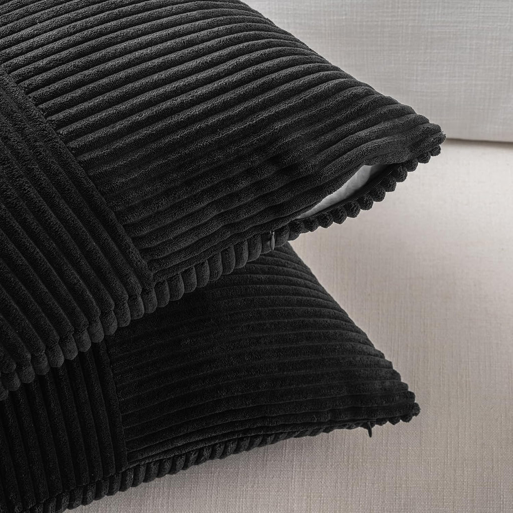 Fancy Homi 2 Packs Black Decorative Throw Pillow Covers 20x20 Inch for Living Room Couch Bed Sofa, Rustic Farmhouse Boho Home Decor, Soft…
