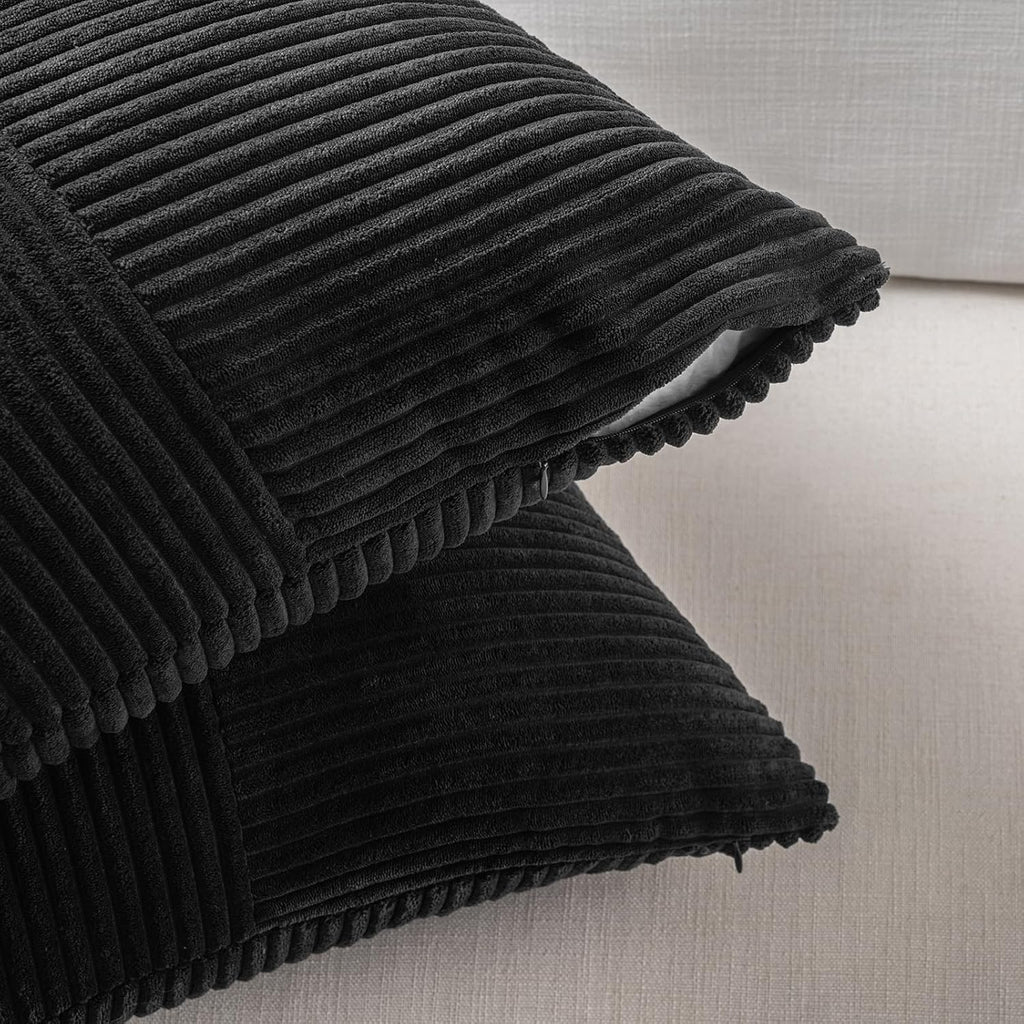 Fancy Homi 2 Packs Black Decorative Throw Pillow Covers 16x16 Inch for Living Room Couch Bed Sofa, Rustic Farmhouse Boho Home Decor, Soft…