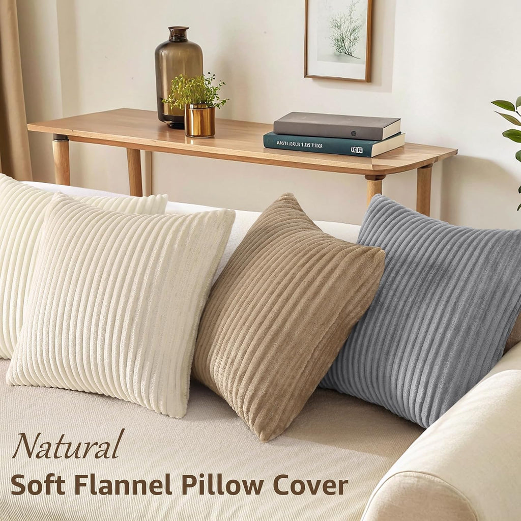 SimmoreHomeDecor Simmore Decorative Throw Pillow Covers 26x26 Set of 2, Soft Natural Plush Flannel Double-Sided Fluffy Couch Euro Sham Pill…