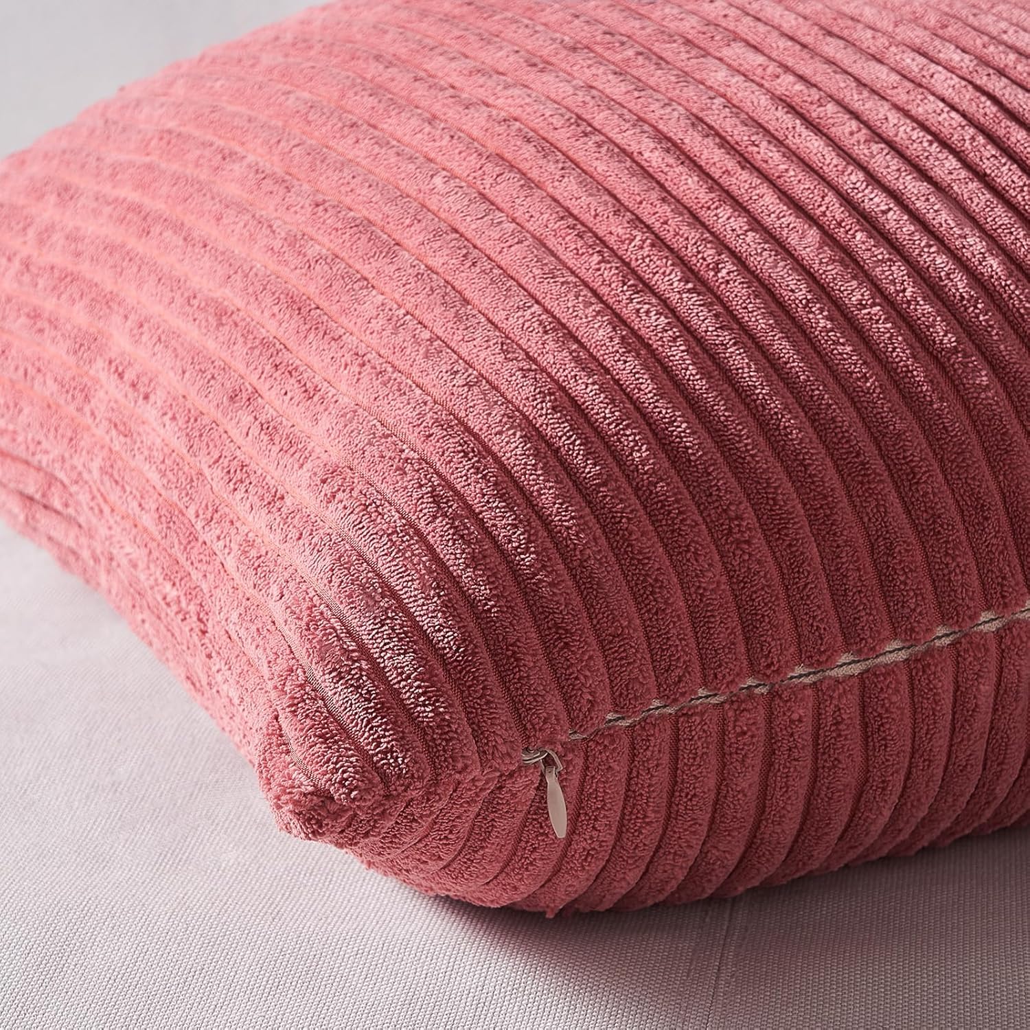 Topfinel Pink Throw Pillow Covers 12x12 Inch Set of 4, Soft Farmhouse Corduroy Decorative Cushion Cover, Square Cute Pillow Case for Gril's B…