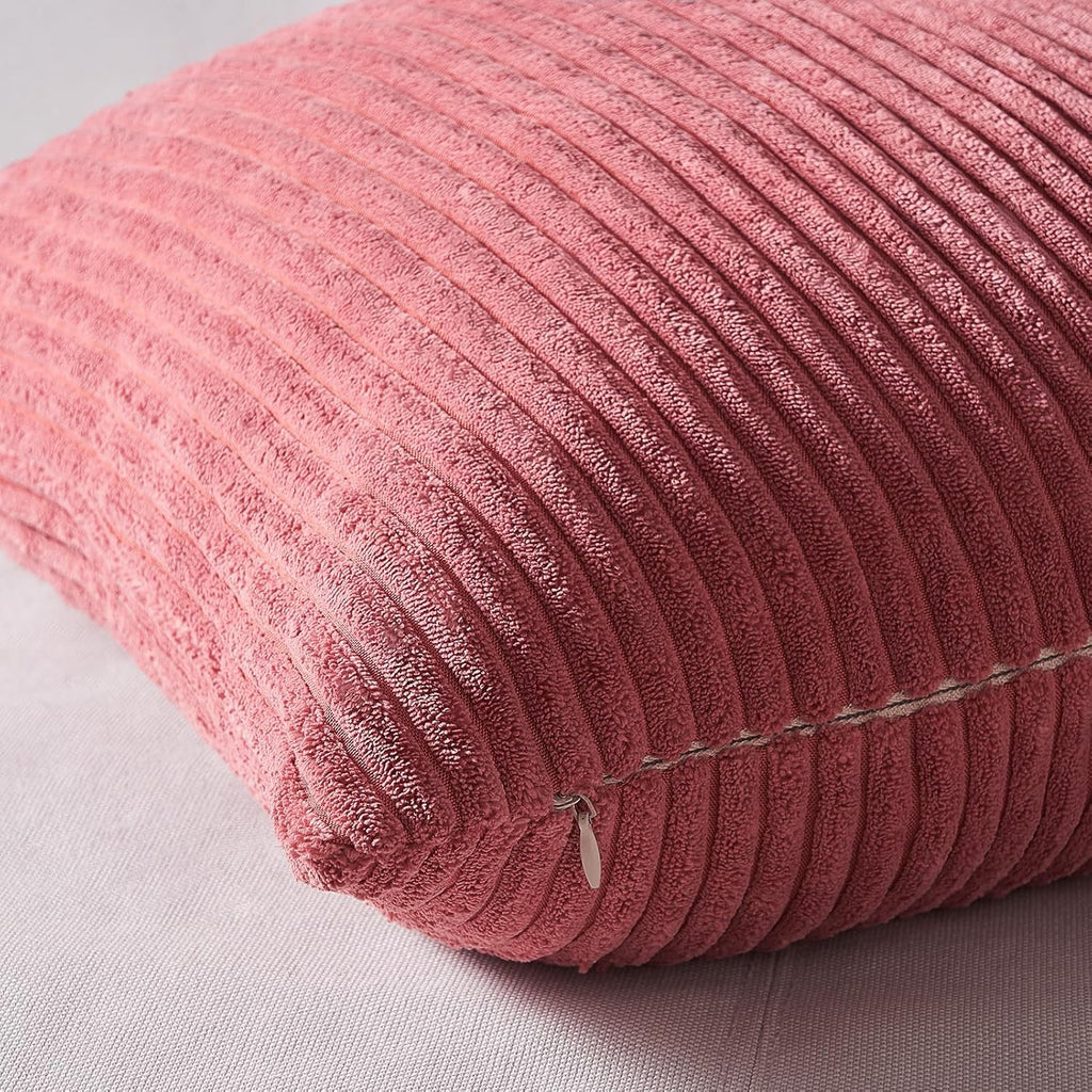 Topfinel Throw Pillow Cover 4pc Set - Multi Pink Combo - 26" x 26" Solid Cozy Corduroy Square Accent Decorative Cushion Case for Couch Sofa…