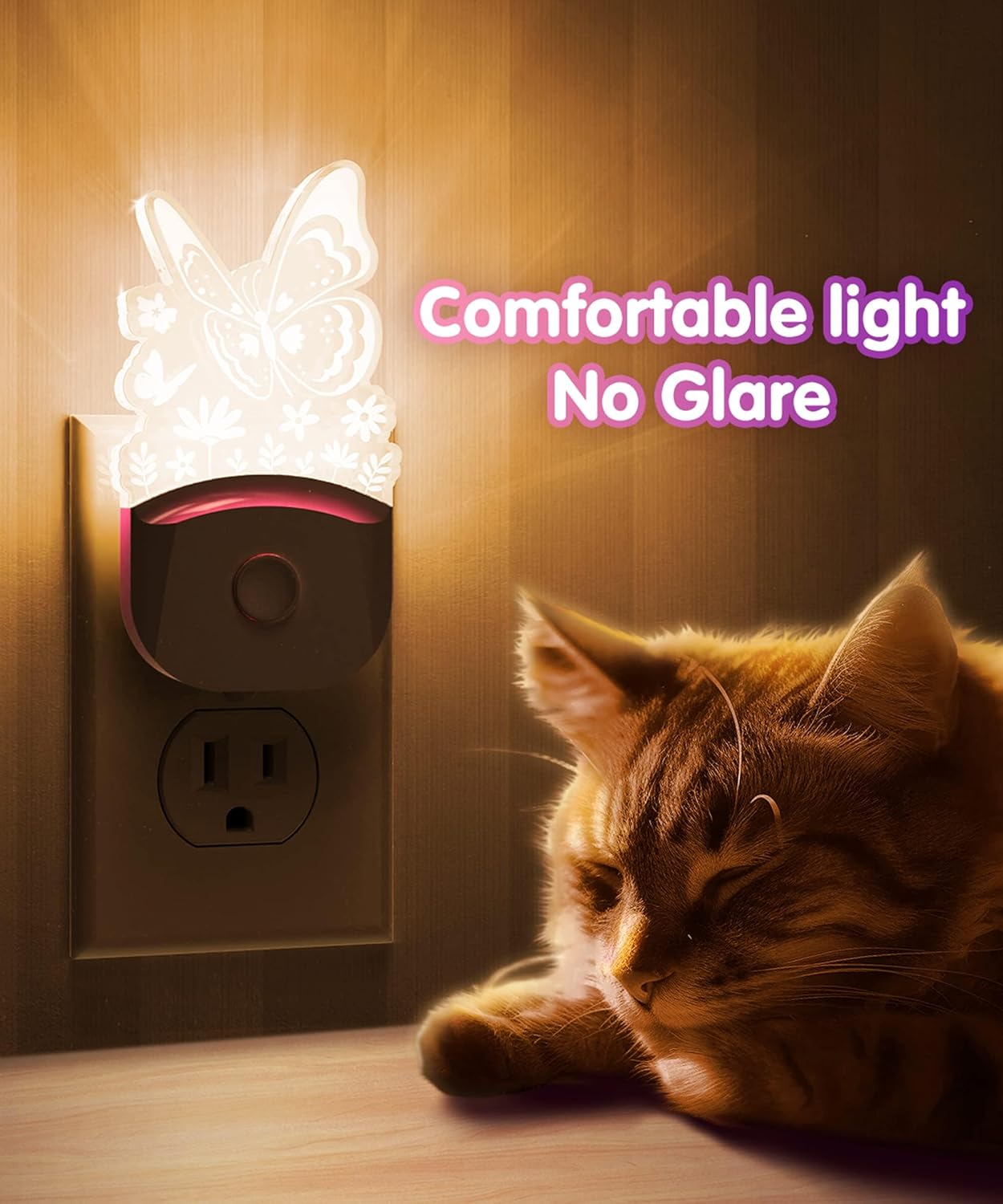 L LOHAS LED Kids Night Light, Butterfly Night Light for Kids, Dusk to Dawn Night Lights, RGB+Soft White 3000K, Nightlight for Girls Room…