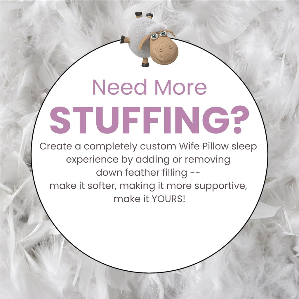 Wife Pillow - 50/50 Feather-Fiberfill, 1 LBS Extra Bag of Stuffing, Hotel Style Blend: White Goose Down Feather w/Siliconized Fiberfill…