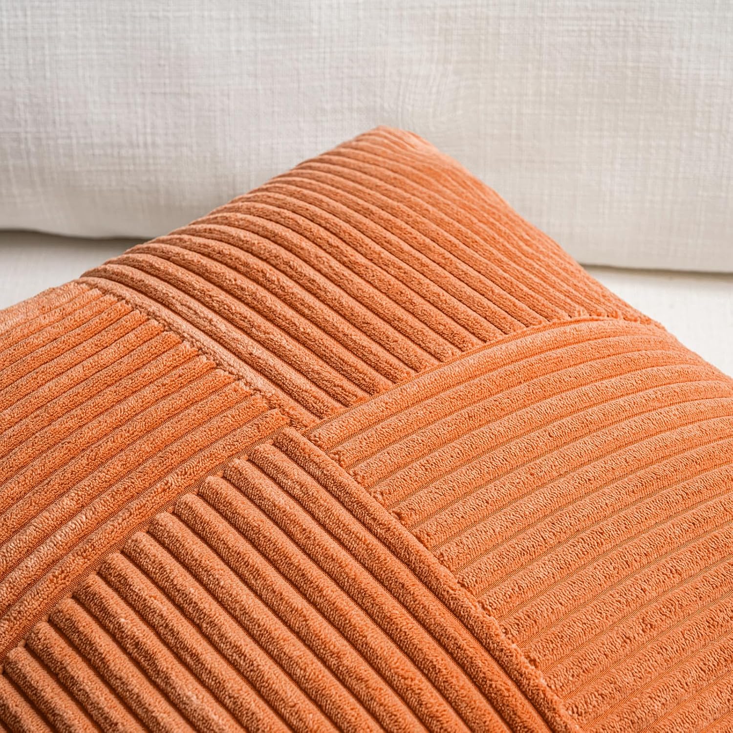 Fancy Homi 2 Packs Orange Euro Decorative Throw Pillow Covers 26x26 Inch for Living Room Couch Bed, Farmhouse Boho Home Decor, Soft Corss…