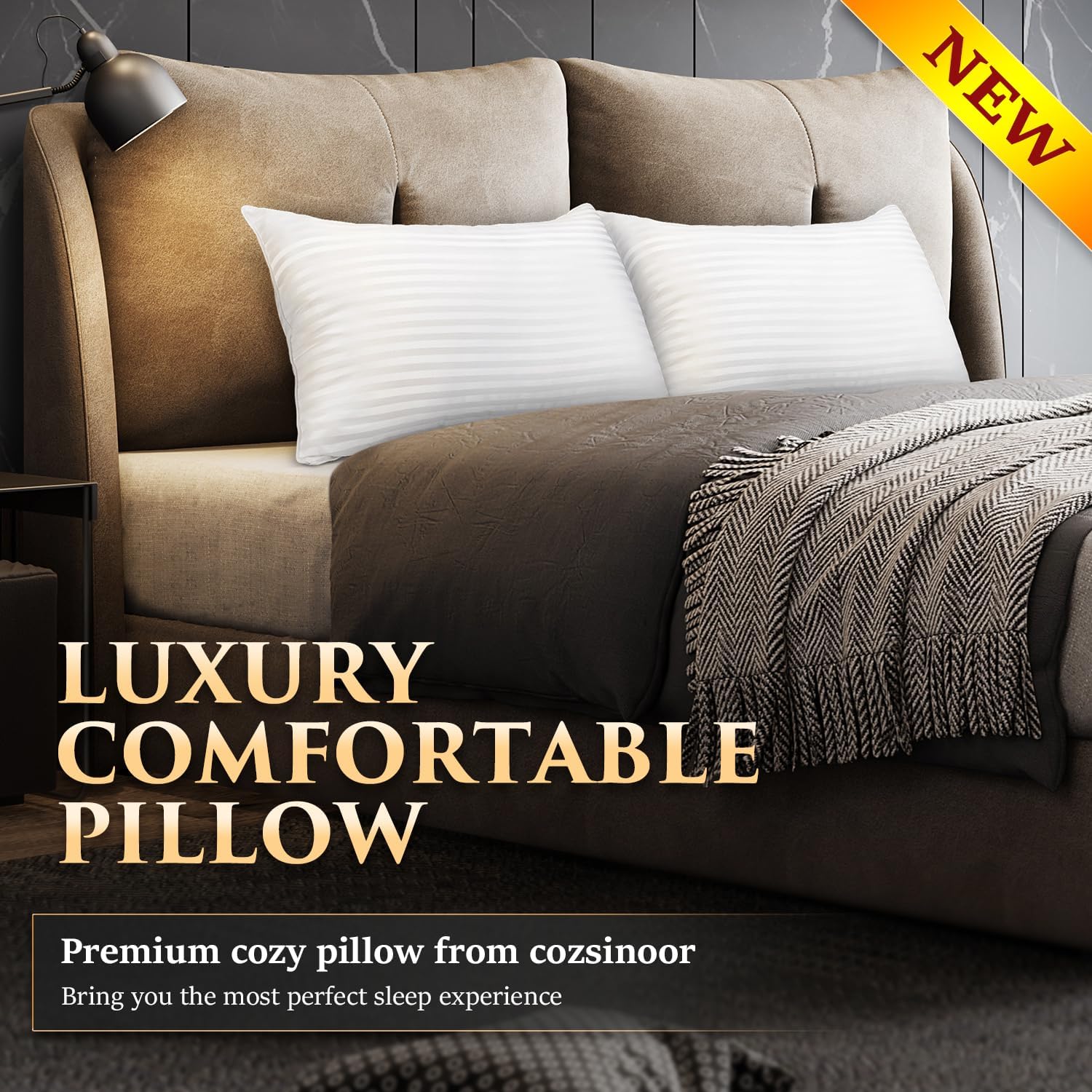 Cozsinoorbedding COZSINOOR Bed Pillows for Sleeping Queen Size - Breathable Hotel Quality Set of 2 - Down Alternative Microfiber Filled for…