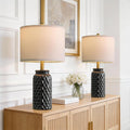 USumkky 20.5" Black Modern Ceramic Bedside Lamp Set of 2 for Bedroom Decor Farmhouse Table Lamp for Living Room Office Dorm