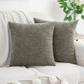 Hwy50 HWY 50 Dark Gray Couch Pillow Covers 18x18 Inch Pack of 2, Soft Chenille Decorative Throw Pillow Cases Farmhouse for Sofa Living Room…