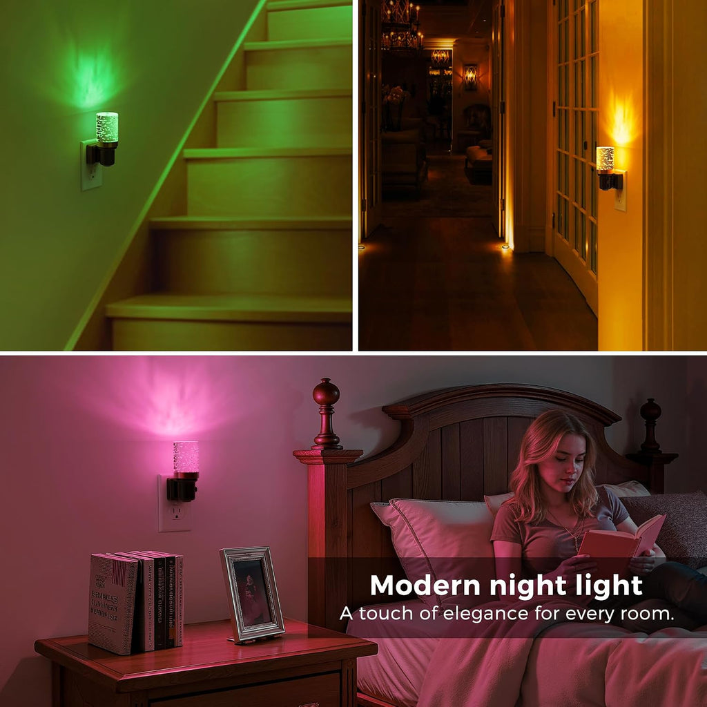 L LOHAS LED Night Light, 2 Pack Dimmable Night Lights Plug into Wall, Color Changing Nightlight RGB with Auto Light Sensor for Halloween…