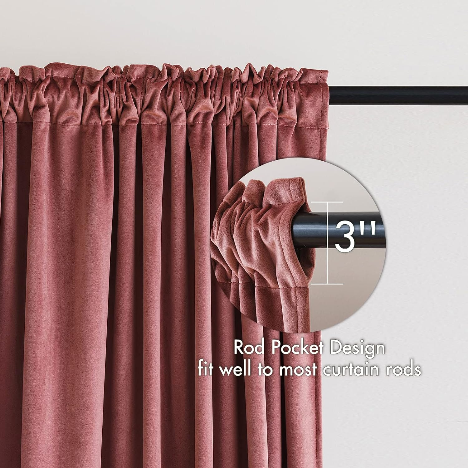 MIULEE Dusty Rose Pink Velvet Curtains 108 Inches Long Thermal Insulated Blackout Curtain Drapes for Bedroom Living Room Darkening Rod…