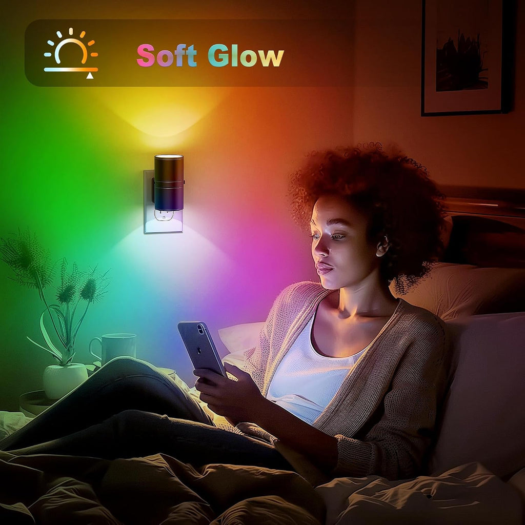 JandCase Color Night Light, LED Night Lights Plug into Wall, Color Changing Nightlight RGB with Light Sensor, Kids Gifts, Halloween…