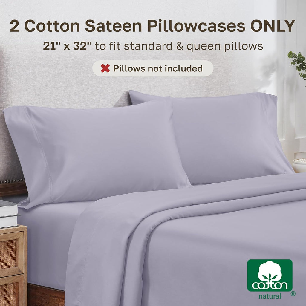 CaliforniaDesignDen California Design Den 100% Cotton Pillow Cases Queen Set of 2, 800 Thread Count Pillowcases Sateen, Fits Queen and Stan…