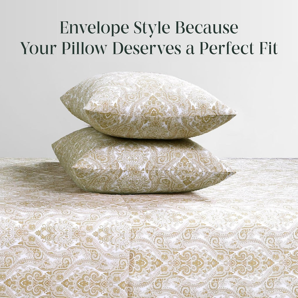 FEATHER & STITCH NEW YORK 100% Cotton 2 Piece King Pillow Cases, 300TC Ultra-Soft Pillowcases with Envelope Closure, Wrinkle- Fade- Stain…