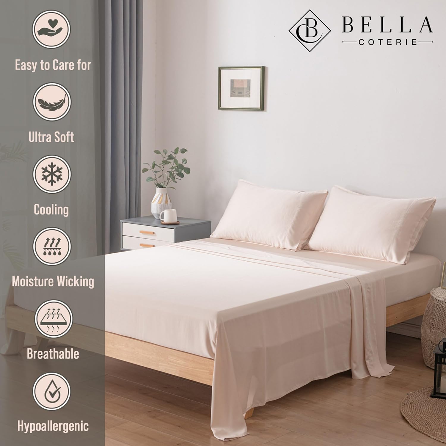 Bella Coterie Luxury Bamboo Viscose Twin Size Sheet Set | 100% Organically Grown | Ultra Soft | Cooling for Hot Sleepers | 18" Deep…