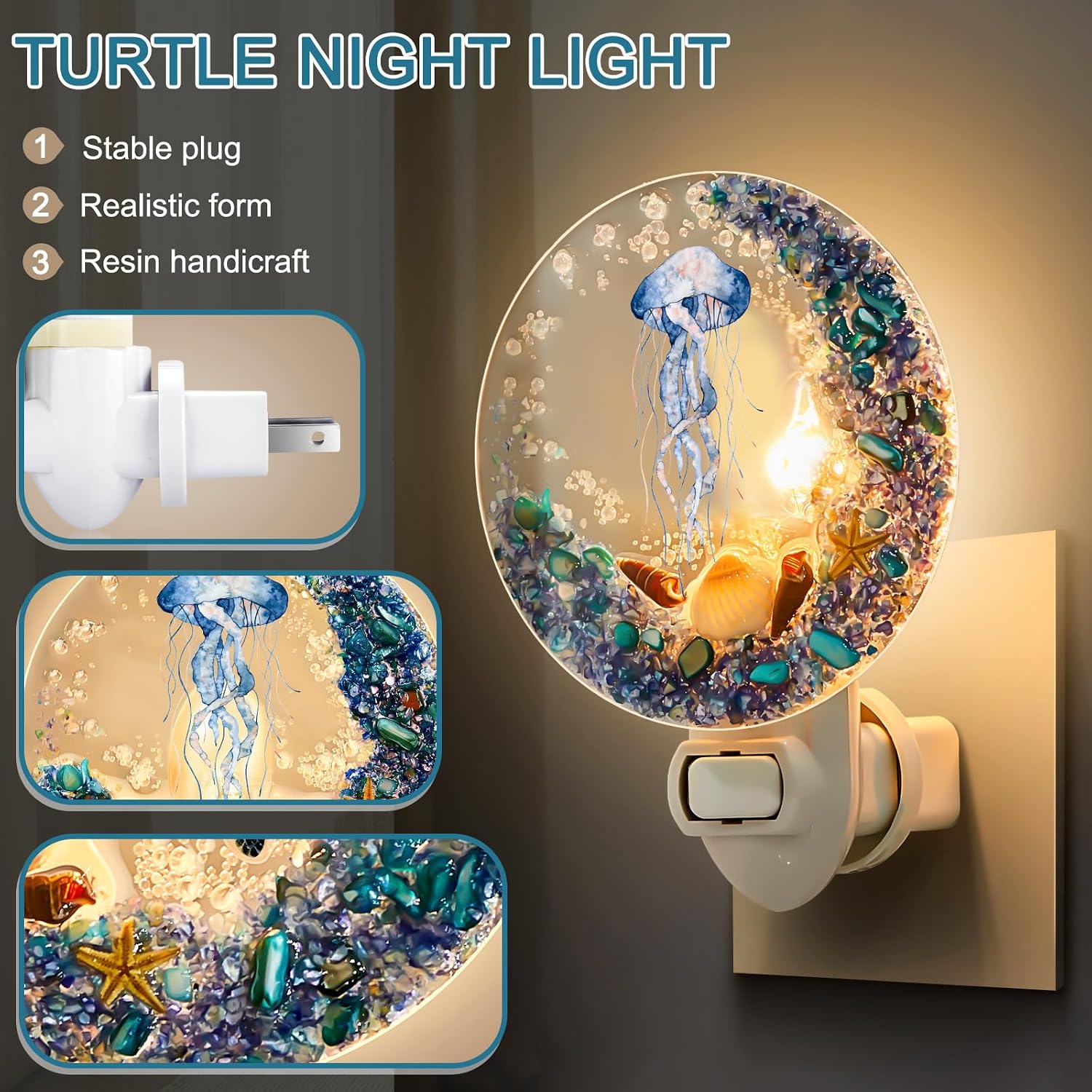 Hortsun Plug in Seashell Night Light Ocean Sea Animal Decorative Night Light Plug in Beach Lamps Vintage Ocean Lamps for Adult for Home…
