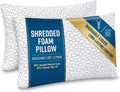 Meoflaw Adjustable Memory Foam Pillows: 2 Pack Queen Size Shredded Foam Bed Pillow for Sleeping with Removable & Washable Pillowcase for Al…