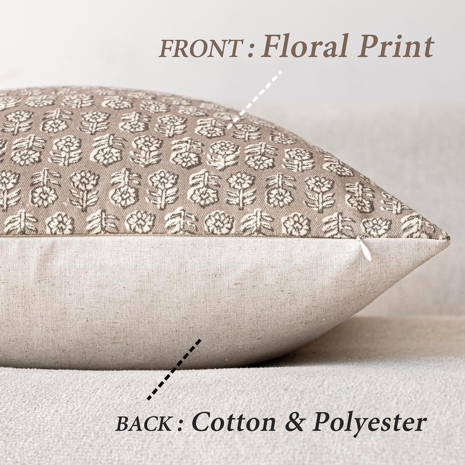 Foindtower Set of 2 Decorative Floral Body Lumbar Throw Pillow Covers Neutral Modern Farmhouse Cushion Covers Vintage Home Decor for Sofa…
