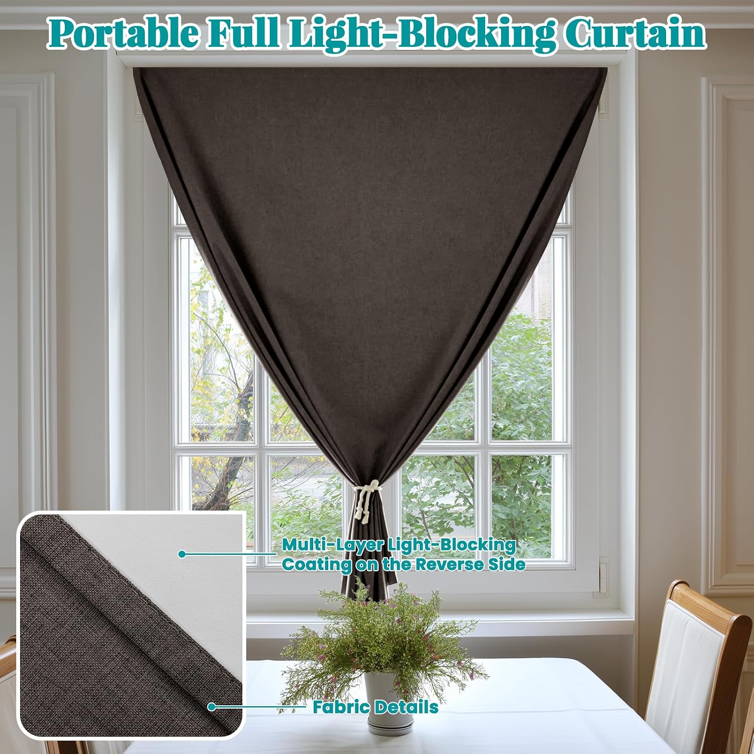 100% Self Adhesive Blackout Curtains- Stick on Curtains Shades Window Blinds Curtain No Rod Needed Easy to Hang Curtain, Use for Bedroom…