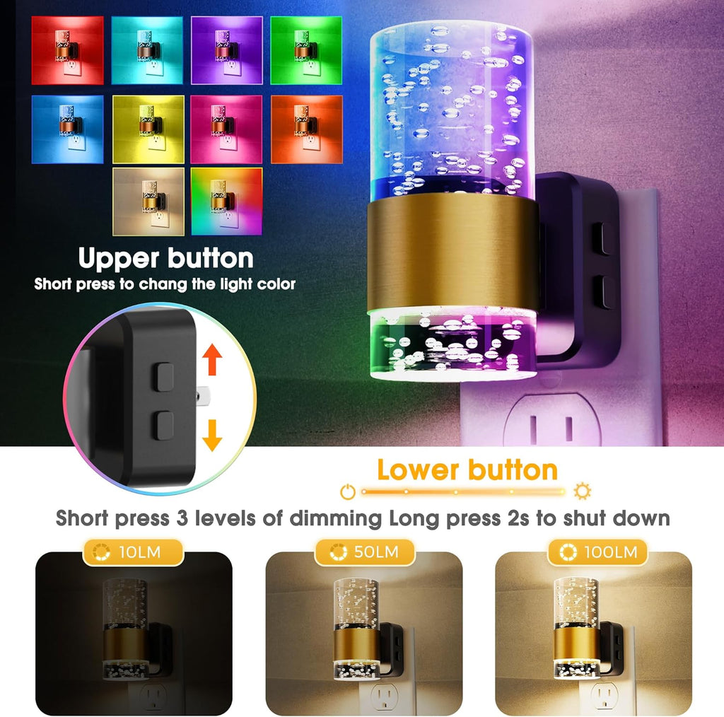 L LOHAS LED Night Light,[2-PACK] Dimmable Night Lights Plug into Wall with Remote Control, RGB Color Changing, Dusk to Dawn Sensor…