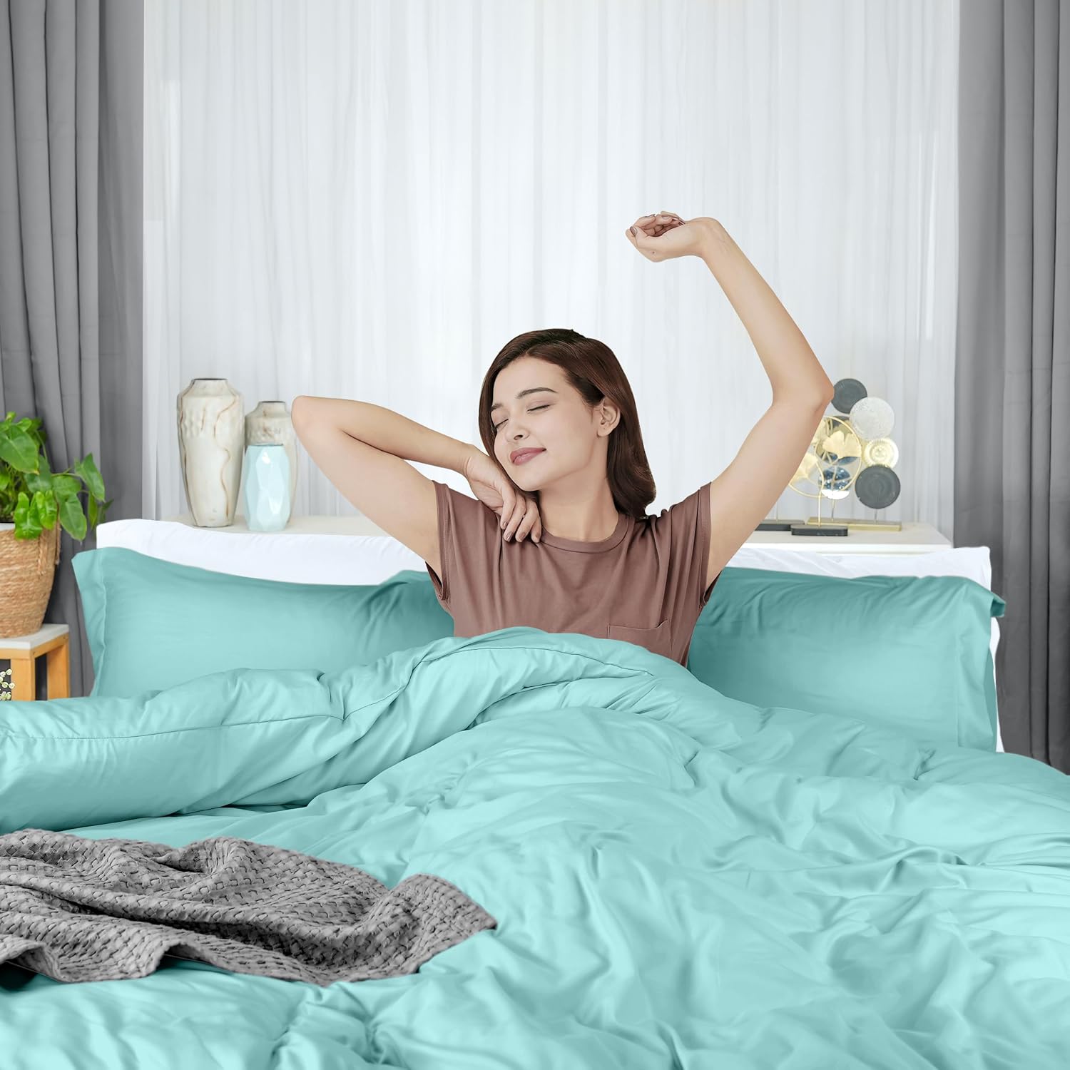 Utopia Bedding Duvet Cover King Size - 3 Piece with Zipper Closure - 1 Comforter Cover 104X90 Inches & 2 Pillow Shams 20X36 Inches (Spa…