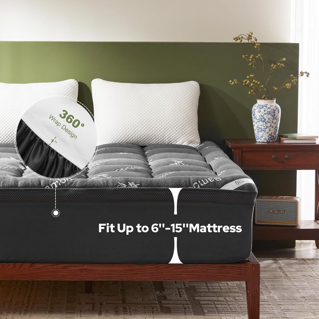 Bedlore 4 Inch Memory Foam Mattress Topper Full,2-in-1 Dual Layer Design (2" Gel Memory Foam + 2" Plush Pillow Top Cover) Mattress Topper M…