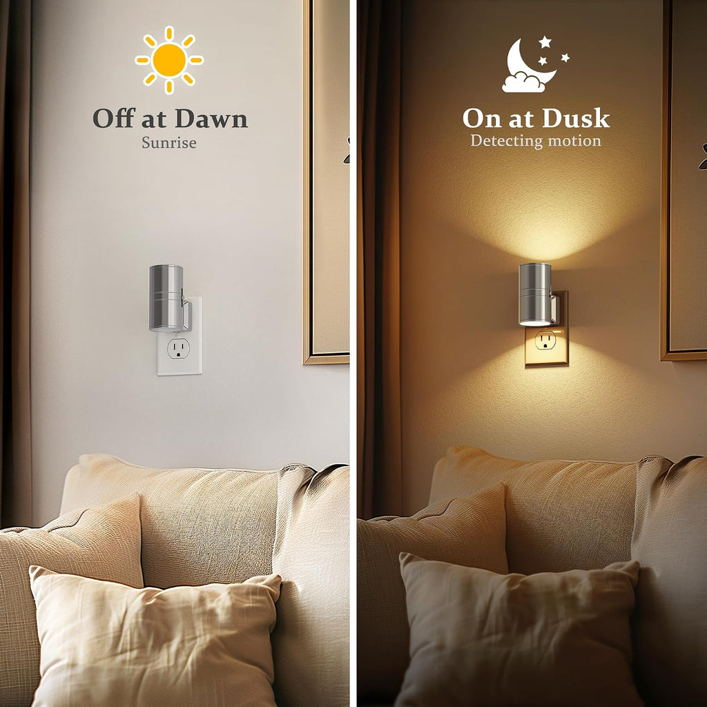 JandCase Night Light, LED Night Lights Plug into Wall, 2 Pack Automatic Nightlight with Light Sensor, 3000K Soft White 0-100LM Dimmable Mod…