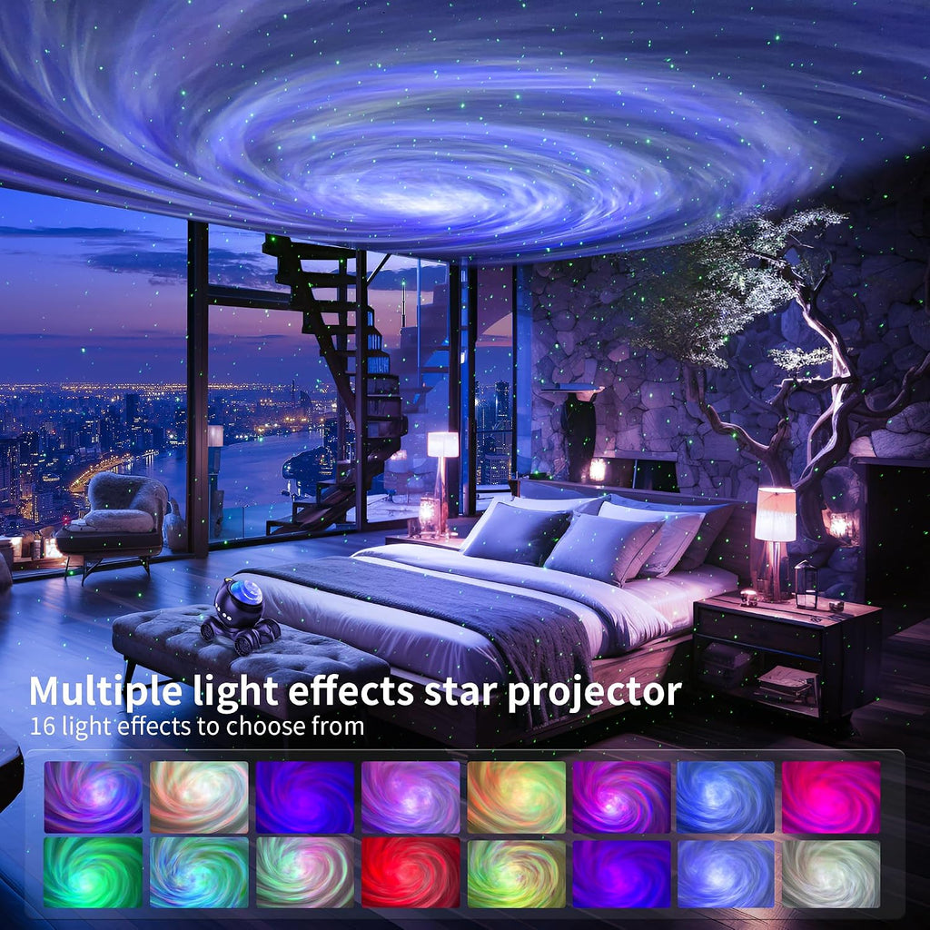 ENOKIK Galaxy Projector, Star Aurora Projector Built-in Bluetooth Speaker, Night Light for Kids Adults, White Noise Light for Home…