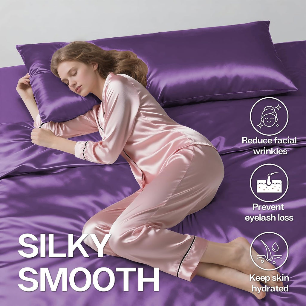 MR&HM Satin Body Pillow Cover, Soft and Breathable Body Pillow Case with Envelope Closure, Cooling and Silky Long Pillowcase for Hair and…