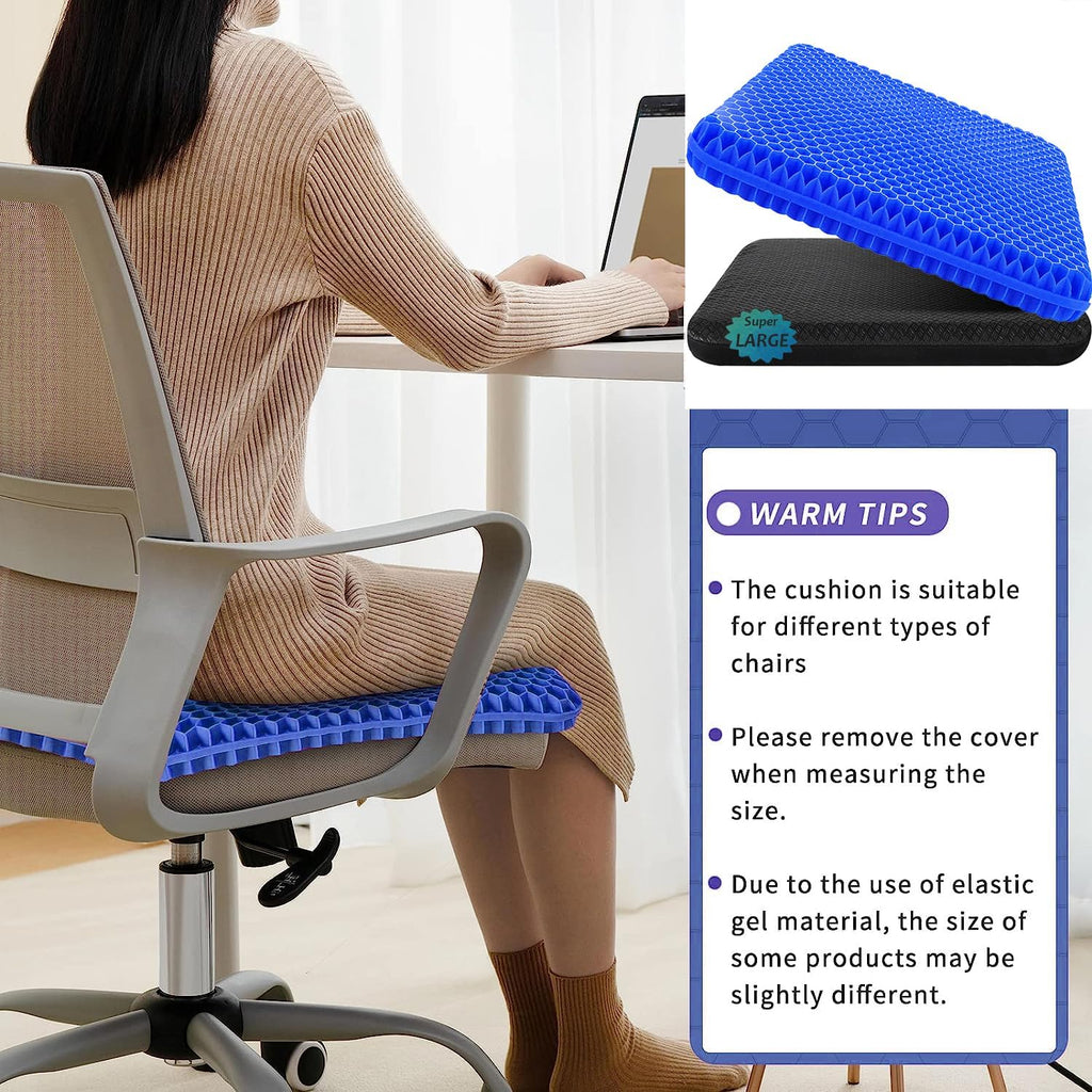 Helishy Gel Seat Cushion, Jumbo&Thick Gel Cushion Chair Pads with Non-Slip Cover for Home Office Car Seat Wheelchair, Soft Breathable Honey…
