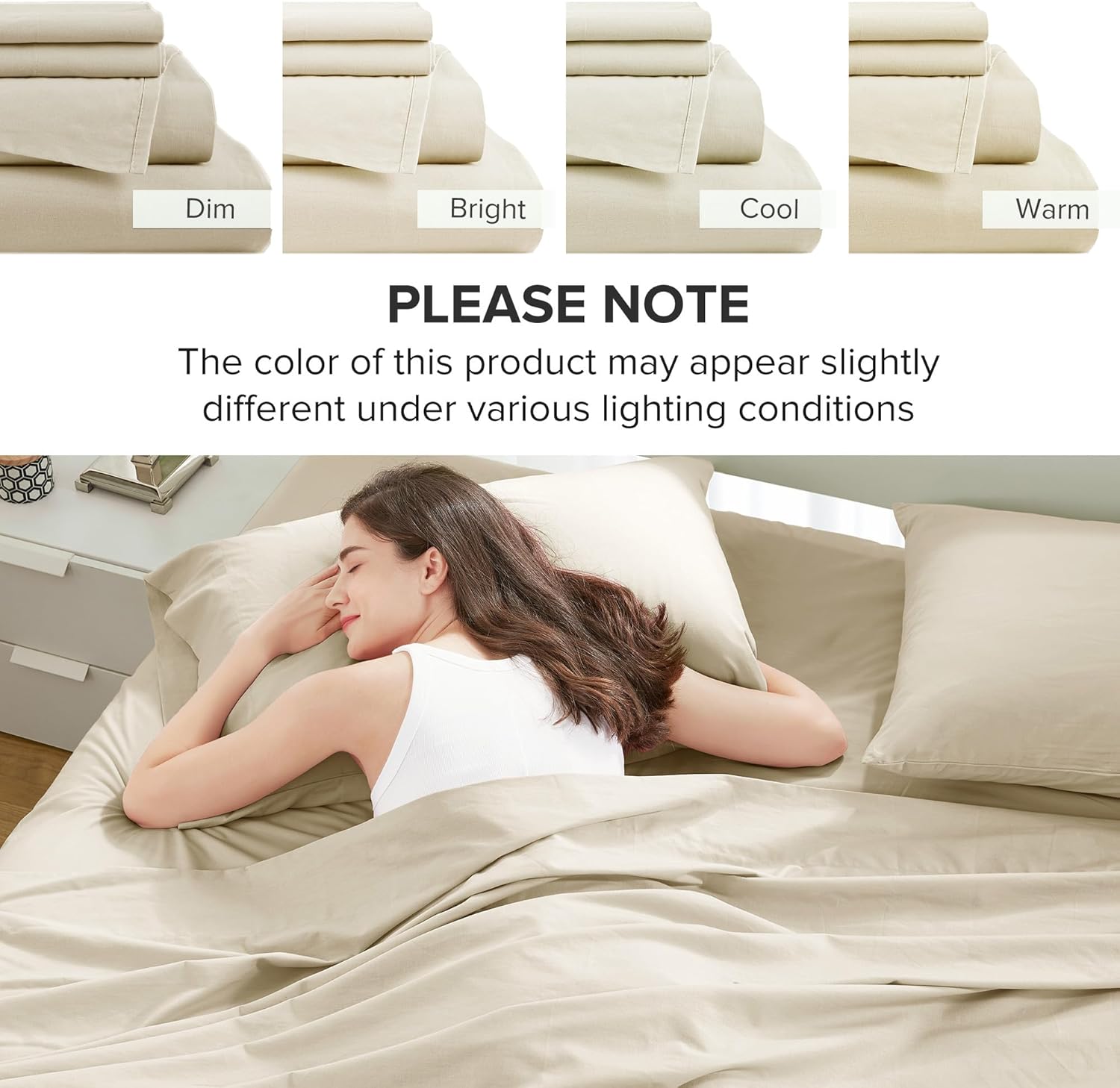 ComfortSpaces Comfort Spaces 100% Cotton Sheets Twin, Breathable & Ultra Soft Cotton Sheets, Naturally Cool Cotton Bed Sheets with 12" Elas…