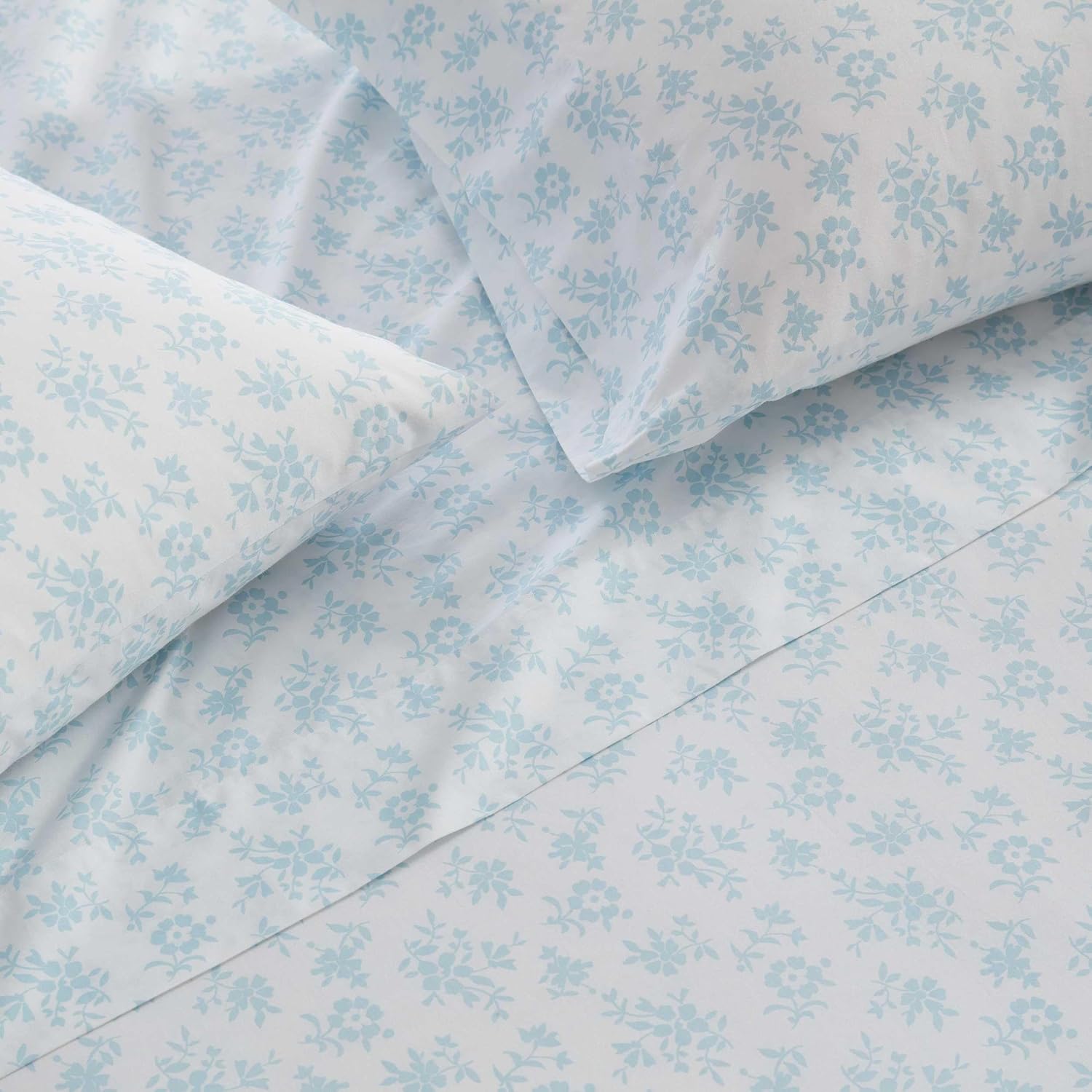 MarthaStewart Martha Stewart - King Size Sheets Set, Crisp & Tailored Cooling Sheets w/a Naturally Smooth Cotton Percale Lightweight Feel -…