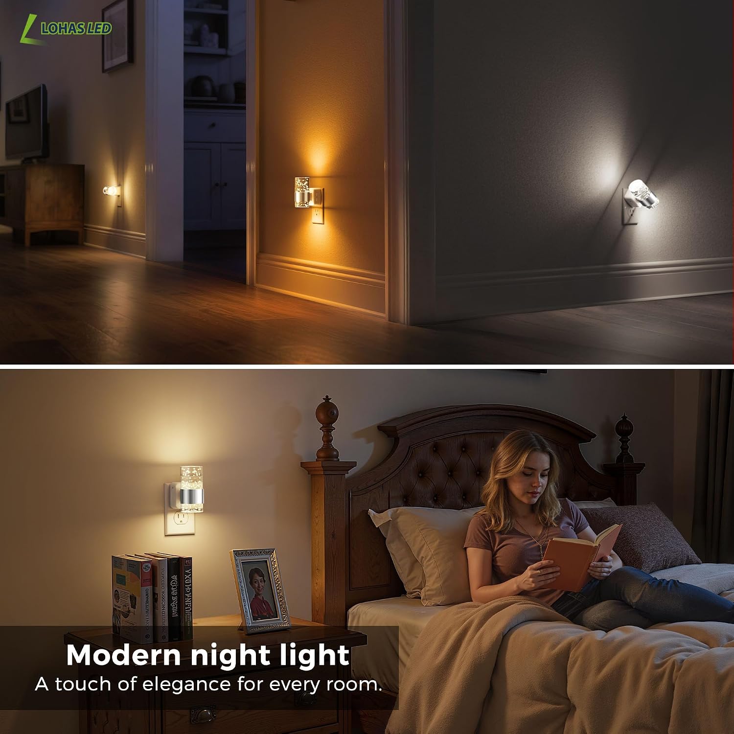 L LOHAS LED Night Lights Plug into Wall, Dimmable Night Light with Dusk-to-Dawn Sensor, Soft White/Cool White/Amber 3 Color Light…