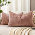 decorUhome Summer Pink Chenille Throw Pillow Covers 12x20 Set of 2 Textured Soft Cozy Slubby Couch Pillow Covers Modern Farmhouse Boho Deco…