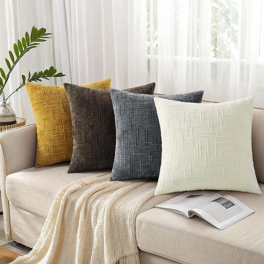 decorUhome Dark Grey Chenille Euro Sham Throw Pillow Covers 26x26 Set of 2 Textured Soft Cozy Slubby Couch Pillow Covers Modern Farmhouse B…