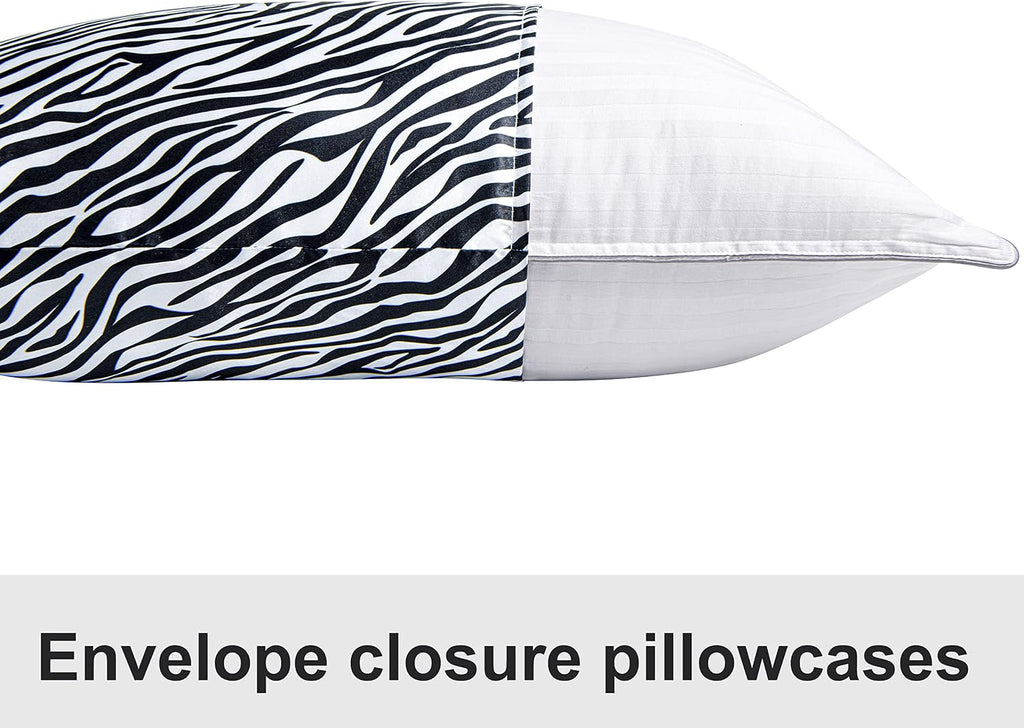 Ntbay 2 Pack Satin Queen Pillowcases for Hair and Skin, Luxurious and Silky Zebra Printed Pillow Cases with Envelope Closure, 20x30 Inches,…