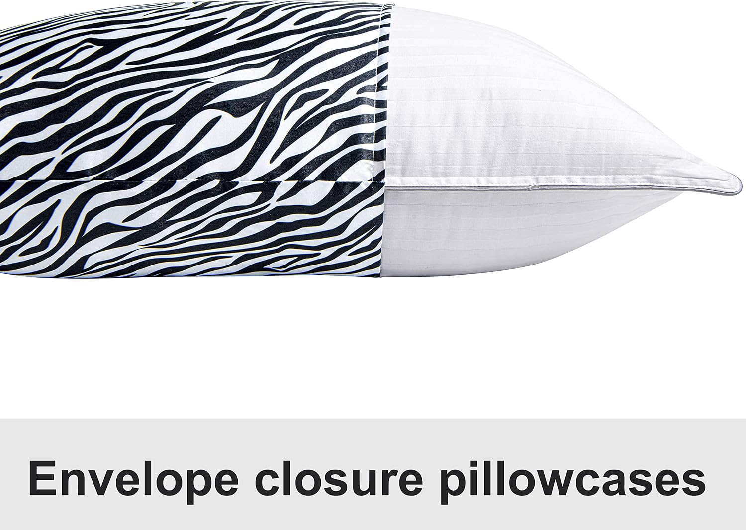 Ntbay 2 Pack Satin Queen Pillowcases for Hair and Skin, Luxurious and Silky Zebra Printed Pillow Cases with Envelope Closure, 20x30 Inches,…