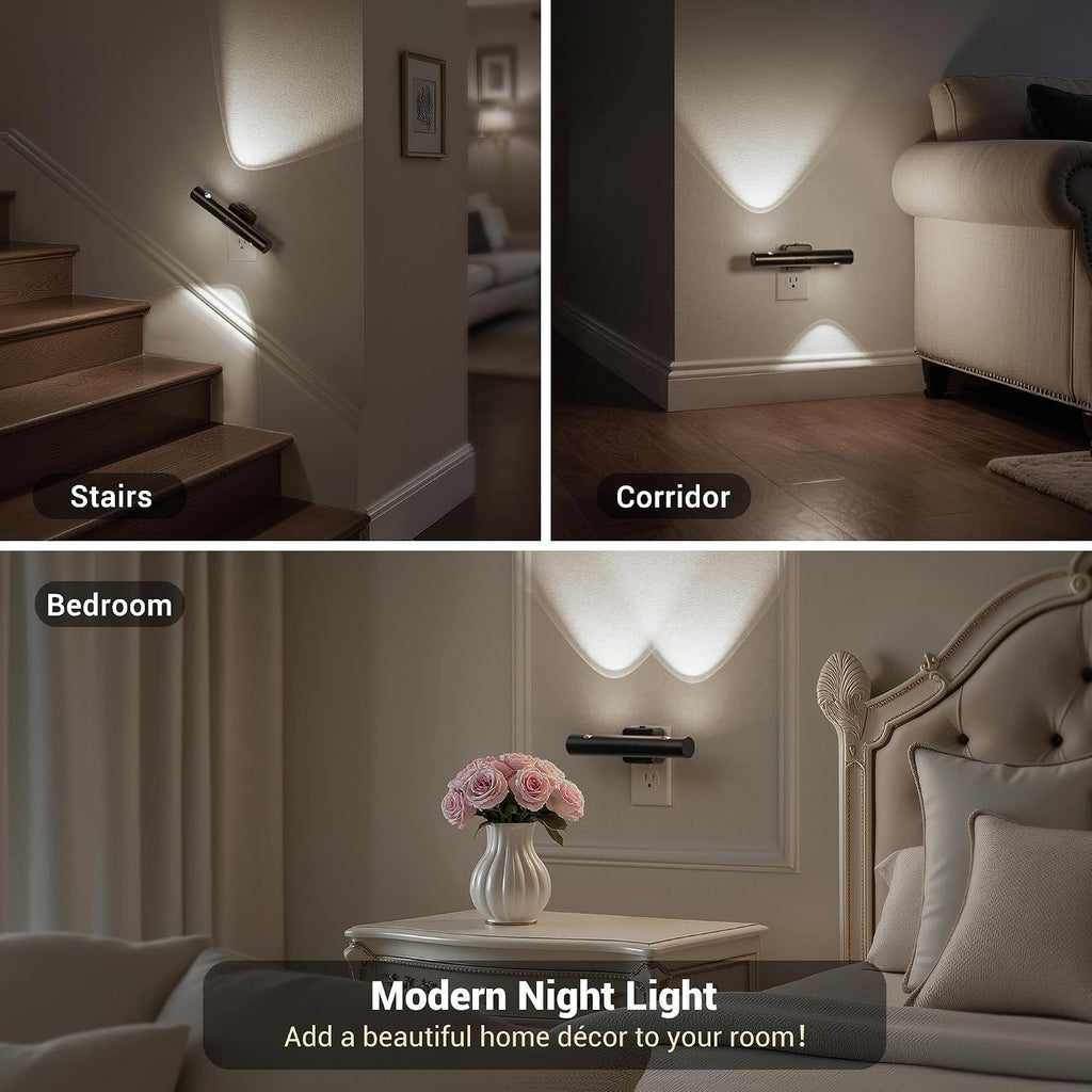 JandCase Dusk-to-Dawn Sensor Night Light, 5000K Daylight White Night Lights Plug into Wall, Adjustable Brightness 0-100LM, Dimmable LED…