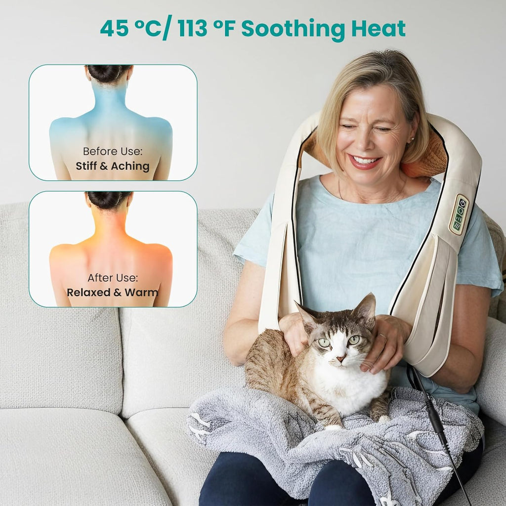 Nekteck Shiatsu Neck Massager with Heat for Deep Tissue, 2026 Upgraded 3D Back Shoulder Kneading Massage Pillow, Relaxation Gifts for Him H…