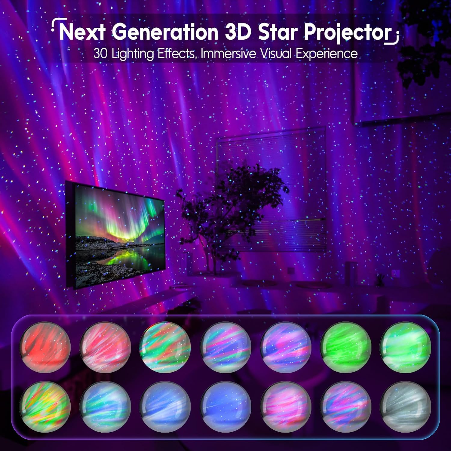 Rossetta Galaxy Projector Star Projector, Aurora Light Projector for Bedroom, Space Projector Night Light with White Noise and Bluetooth…