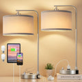 Innqoo Bedside Table Lamps for Bedroom Set of 2-Dimmable Nightstand Lamps with USB Port and Outlet, Modern Grey Lamps with Linen…