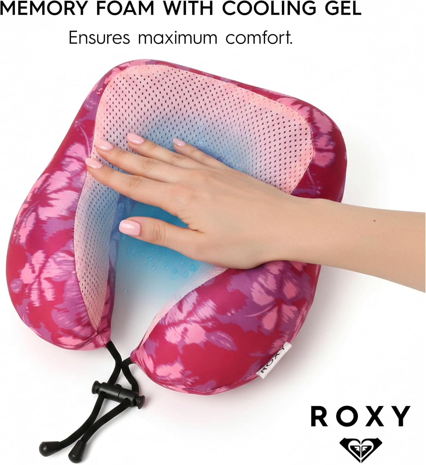 Roxy Cooling Gel Neck Pillow, Memory Foam Travel Neck Pillow for Airplane, Ergonomic Neck Support Pillow for Travel, Plane, Car & Office, B…